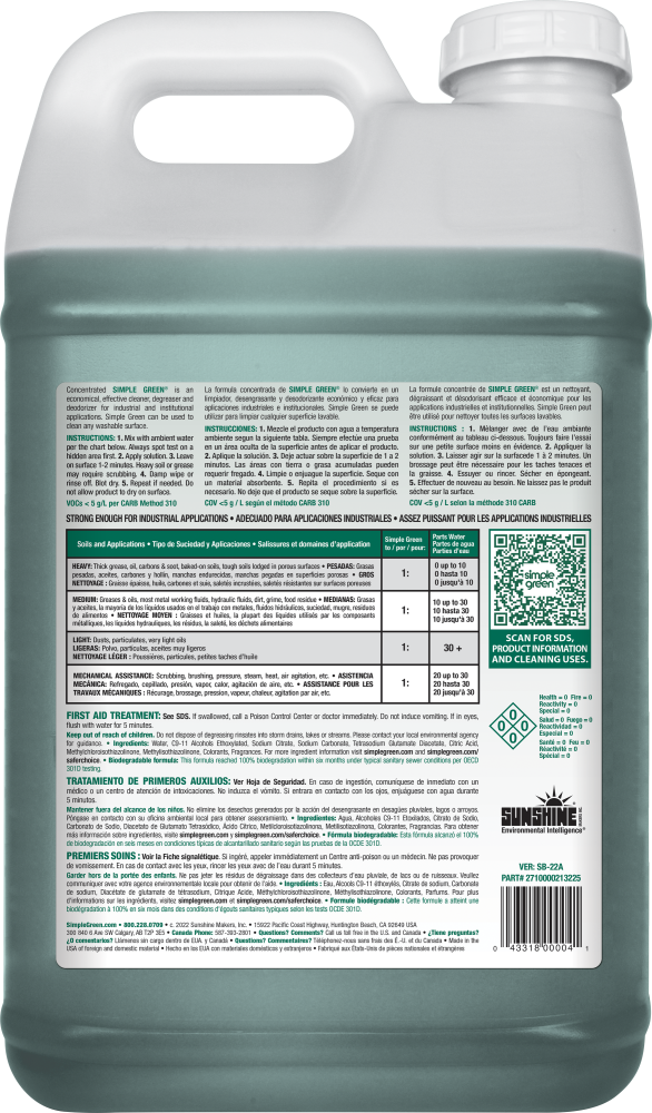 Simple Green® Original Multipropósito (2.5 Gal) - Imagen 2